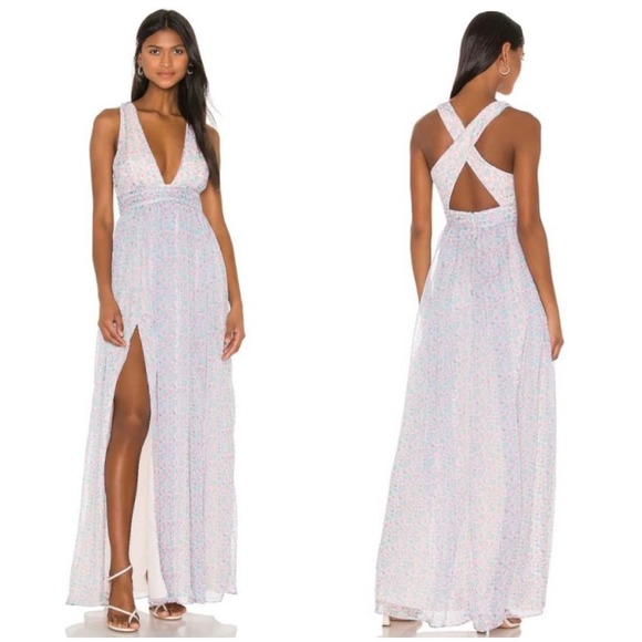 LOVERS + FRIENDS Revolve Pastel Floral Deacon Gown - Picture 1 of 12